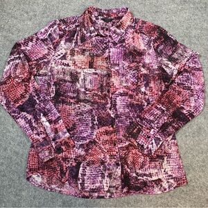 Guess Los Angeles Blouse Long Sleeve Purple Button Down Shirt Medium Women’s